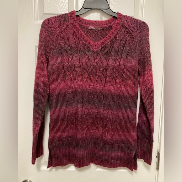 Prana Leisel Plum Gradient Striped Pink Cable Knit Long Sleeve Sweater - Picture 2 of 10
